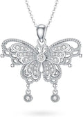 18K White Gold-Plated Butterfly Necklace
