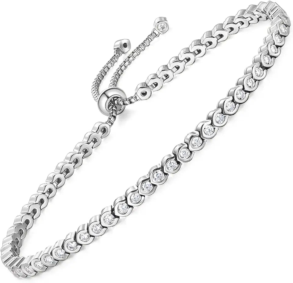 Sterling Silver Moissanite Tennis Bracelet, 2mm