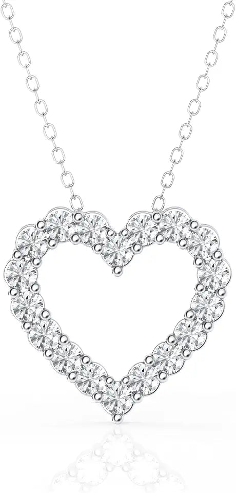 Sterling Silver Lab-Grown Diamond Heart Necklace