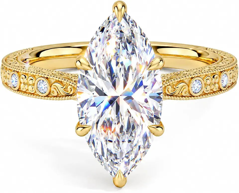 Gold-Tone Moissanite Engagement Ring