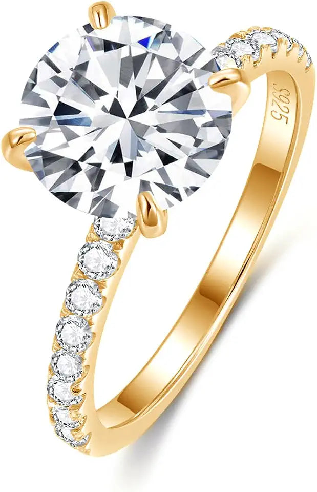 Sterling Silver Round Moissanite Engagement Ring