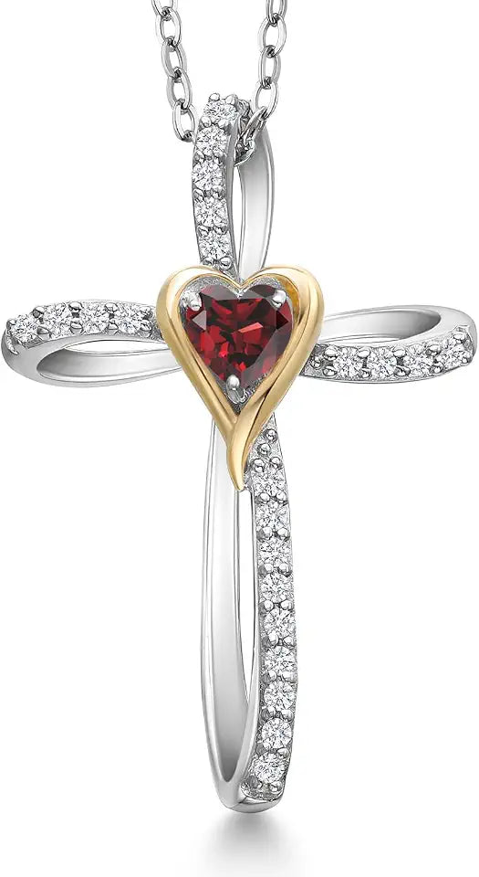 Birthstone Cross Necklace