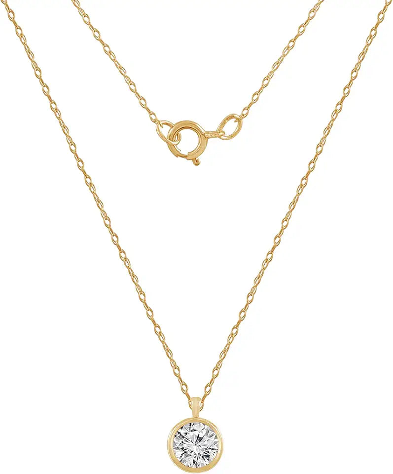 Gold-Tone Round Solitaire Necklace