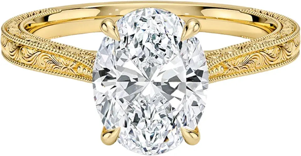 Oval Moissanite Solitaire Engagement Ring