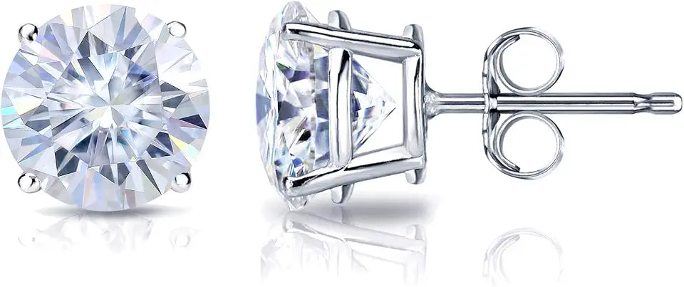 Sterling Silver Moissanite Stud Earrings, 12 mm
