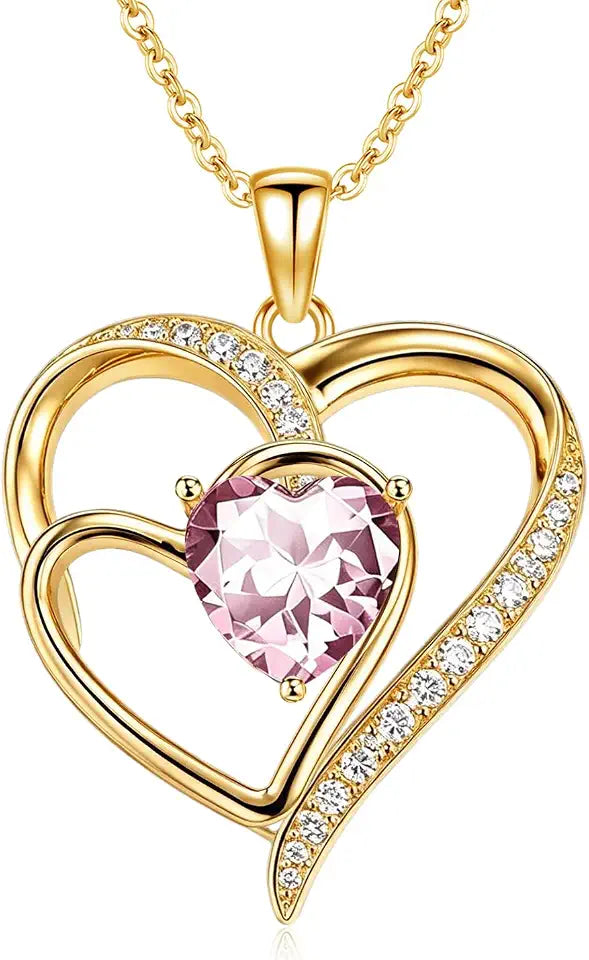 Gold-Tone Birthstone Heart Necklace