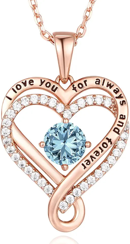 Gold-Tone Birthstone Heart Infinity Necklace