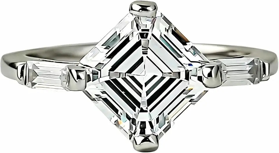 Gold-Tone Sterling Silver Moissanite Solitaire Engagement Ring