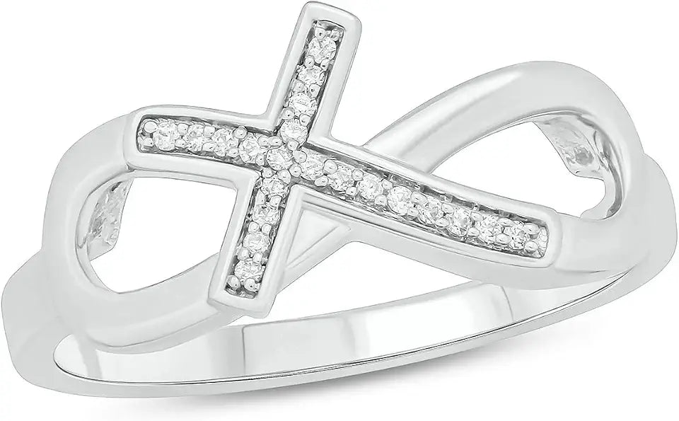Sterling Silver Infinity Cross Ring