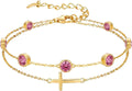 Gold-Tone Birthstone Cross Bracelet