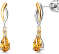 Gold-Tone Sterling Silver Lab-Grown Diamond Drop Earrings with Birthstone