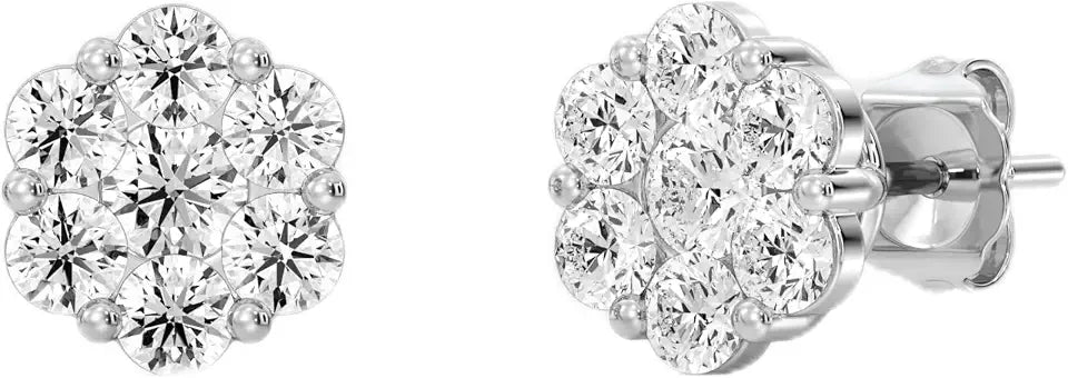 14K Yellow Gold-Plated Lab-Grown Diamond Stud Floral Earrings