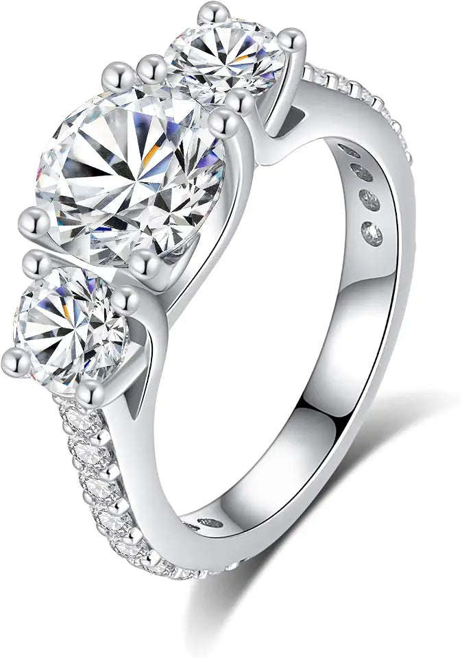 Sterling Silver Moissanite Engagement Ring