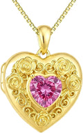 Sterling Silver Birthstone Locket Heart Necklace