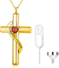 Sterling Silver Crystal Cross Memorial Necklace with Birthstone