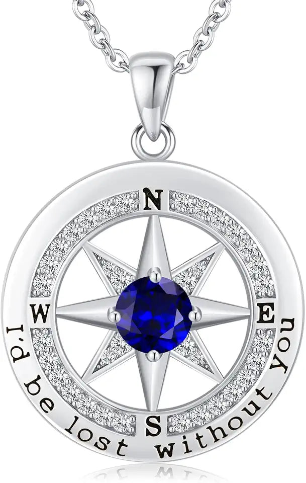 Sterling Silver Compass Necklace