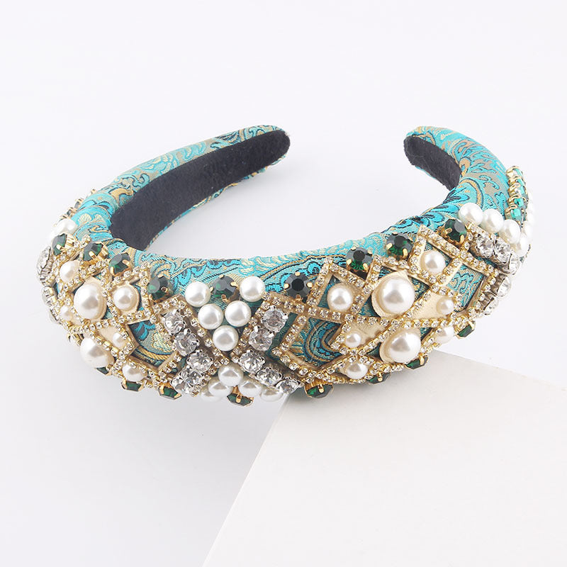 Oversized Baroque Padded Headband for Women, Three Designs — scale reference