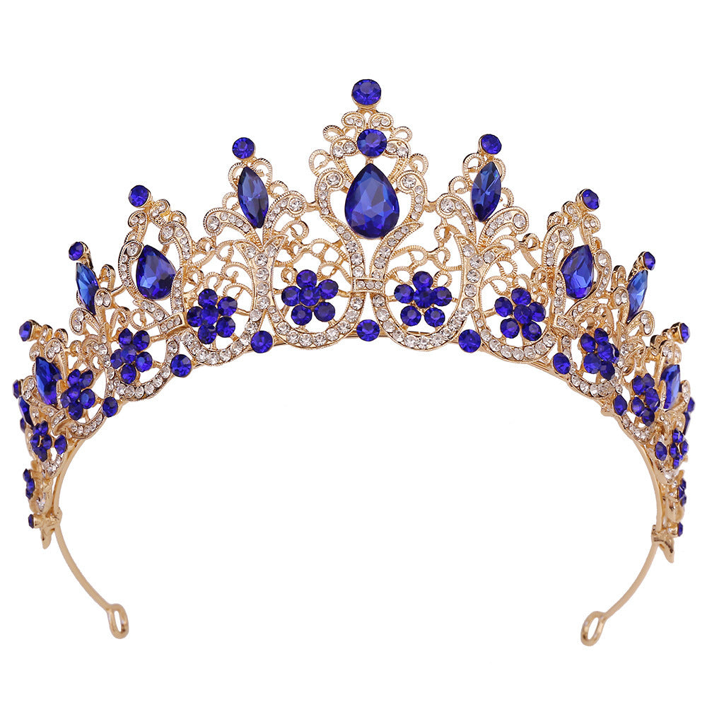 Crystal Bridal Headpiece in Silver-Tone or Gold-Tone, Clear or Red Accents — shown in use