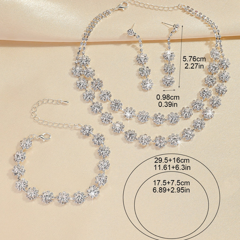 Bridal Necklace, Earrings and Bracelet Set in Four Styles — side view