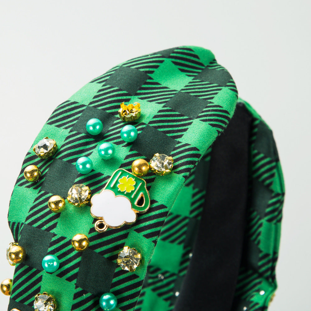 Rhinestone St Patrick's Day Headband for Women — side view