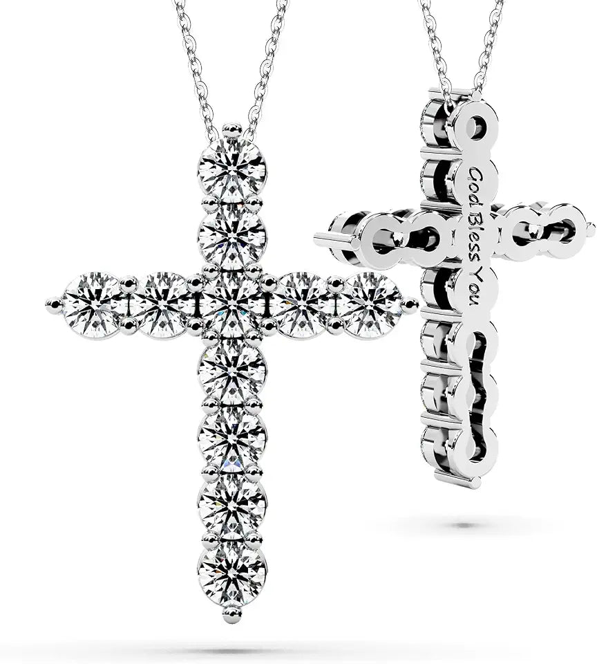 Sterling Silver Moissanite Cross Necklace