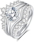 18K White Gold-Plated Sterling Silver Round Moissanite Engagement Ring