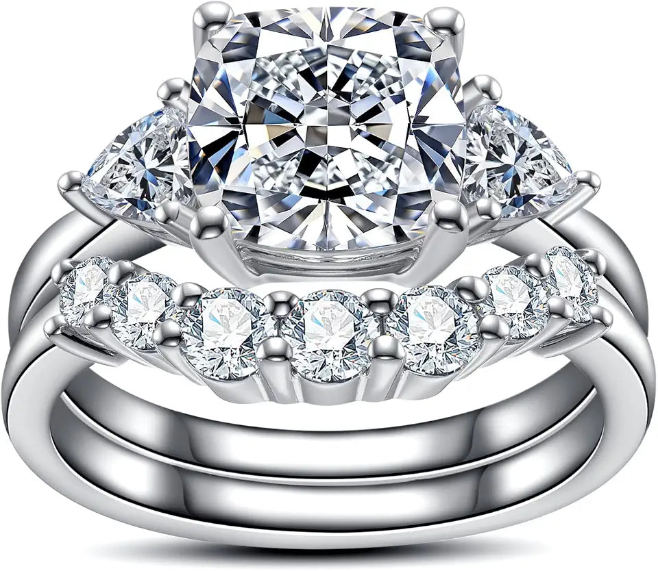 Sterling Silver Oval Moissanite Engagement Ring