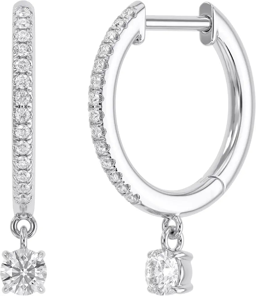 Round Lab-Grown Diamond Hoop Huggie Earrings