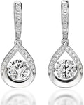 Sterling Silver Moissanite Hoop Drop Earrings