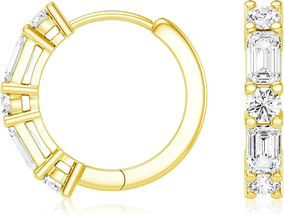 Sterling Silver Moissanite Hoop Earrings