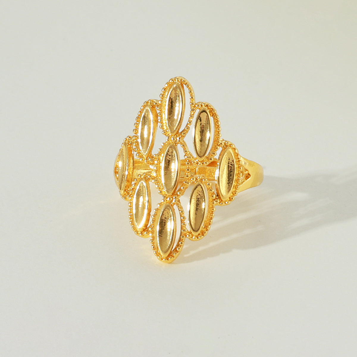 Hollow Flower Open Ring for Women, Irregular Heart-Shaped Band, Five Styles — Adjustable Statement Ring