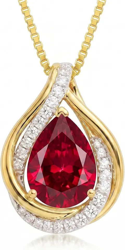 Gold-Tone Teardrop Birthstone Necklace