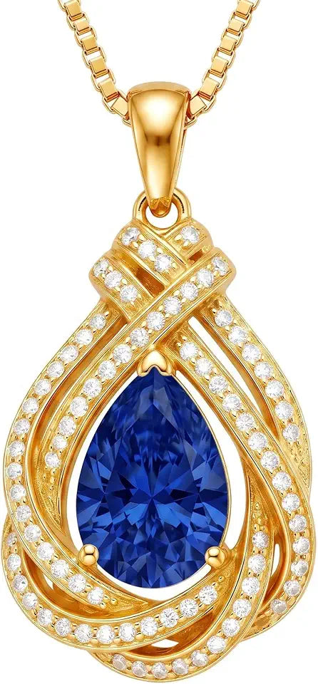 Gold-Tone Teardrop Birthstone Necklace