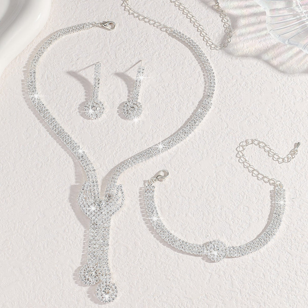 Crystal-Set Bridal Necklace and Earrings Set in Three Styles — alternate angle