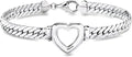 Sterling Silver Heart Cuban Link Bracelet