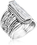 Sterling Silver Cubic Zirconia Floral Ring
