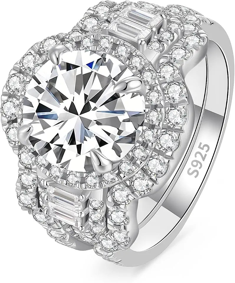 Sterling Silver Round Moissanite Engagement Ring