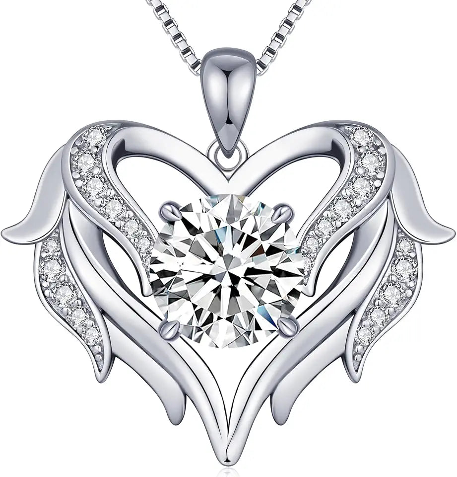 Sterling Silver Moissanite Heart Necklace