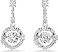 Rhodium-Plated Round Drop Earrings