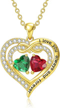 Gold-Tone Birthstone Heart Infinity Necklace
