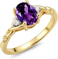 Yellow Gold-Plated Oval Birthstone Ring