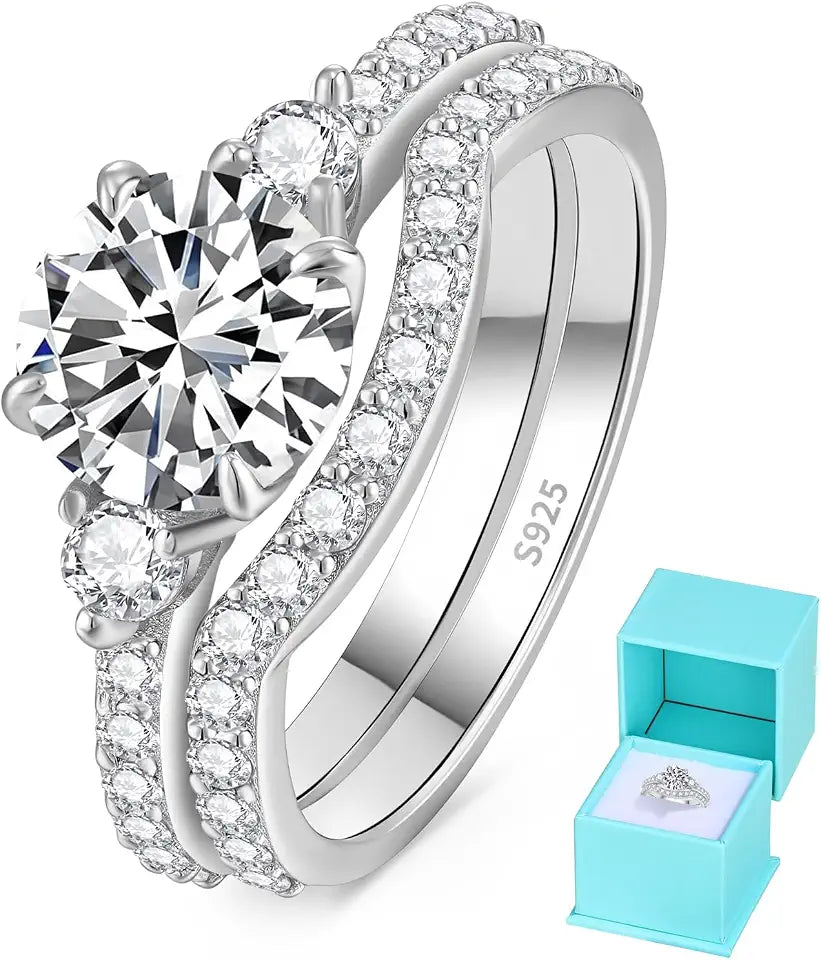 Sterling Silver Round Moissanite Engagement Ring