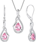 Sterling Silver Teardrop Tourmaline Drop Infinity Jewelry Set with Birthstone