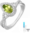 Sterling Silver Pear-Cut Moissanite Memorial Ring with Birthstone
