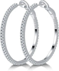 Sterling Silver Moissanite Hoop Earrings, 30mm