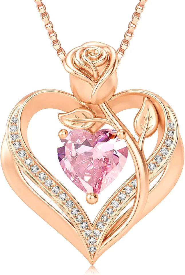 Gold-Tone Birthstone Heart Necklace