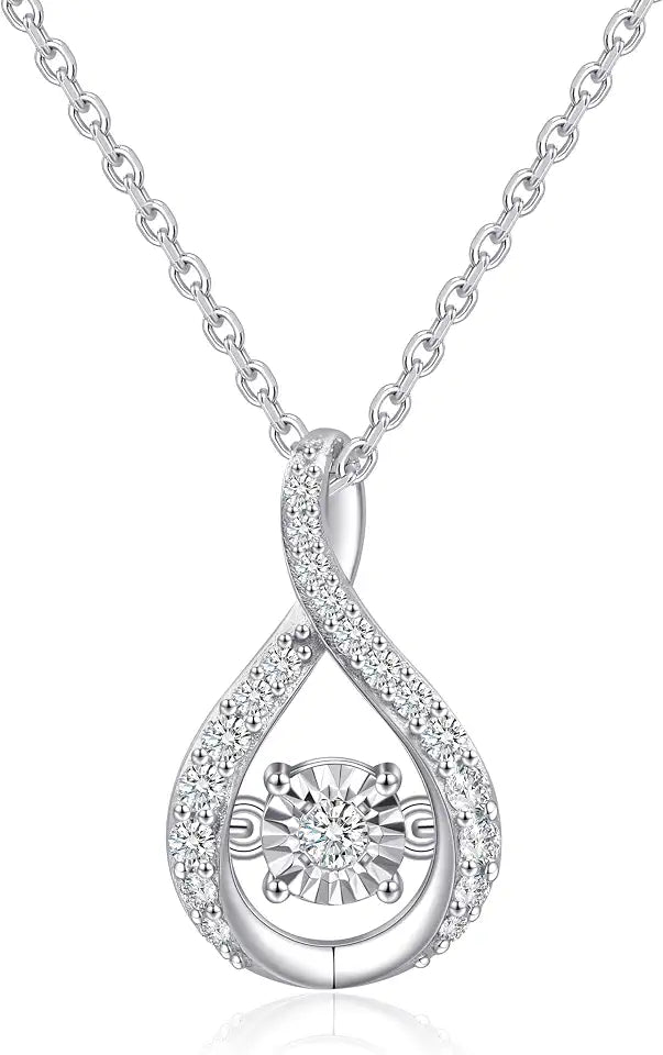 Sterling Silver Lab-Grown Diamond Halo Necklace