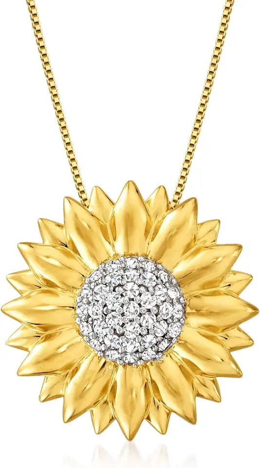 Gold-Tone Topaz Sunflower Necklace