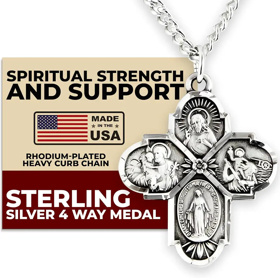 Sterling Silver Heart Cross Necklace