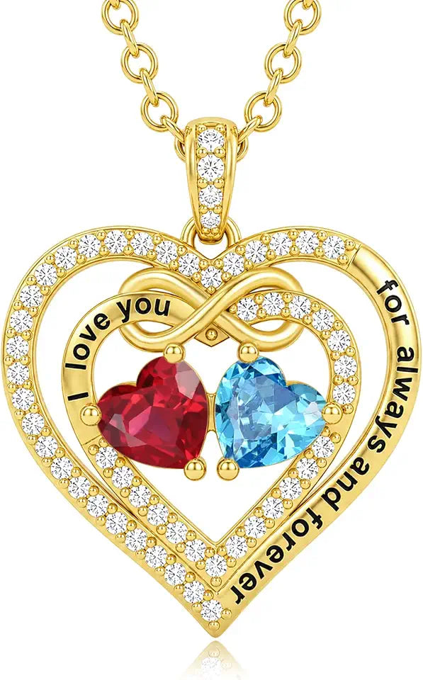 Gold-Tone Birthstone Heart Necklace